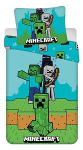 Set copripiumino e federa da bambini verde/blu in cotone per letto singolo 140x200 cm Minecraft "Mobs Here" – Jerry Fabrics