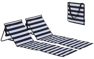 Outsunny Set 2 Sdraio da Spiaggia Pieghevoli e Regolabili con Tasca, in Acciaio e Poliestere, 142x51x40 cm, Multicolore