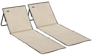 Outsunny Set 2 Sdraio da Spiaggia Pieghevoli e Regolabili con Tasca, in Acciaio e Poliestere, 142x51x40 cm, Beige | Aosom Italy