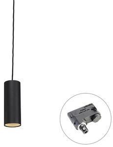 Lampada a sospensione di design nera con adattatore per binario trifase - Tubo trifase
