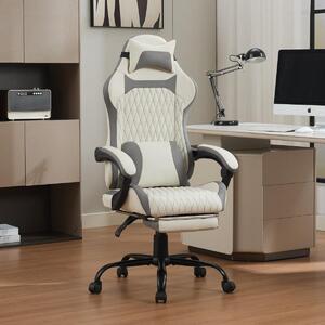 Sedia da gaming ergonomica con supporto lombare, poggiatesta e poggiapiedi, ideale per l'ufficio e l'uso domestico, colore bianco