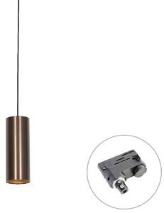 Lampada a sospensione di design bronzo scuro con adattatore per binario trifase - Tubo trifase