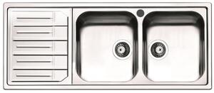 Lavello Cucina 2 Vasche 116x50 Cm In Acciaio Inox Apell Melodia Gocciolatoio Sinistro
