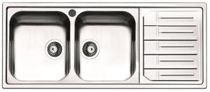 Lavello Cucina 2 Vasche 116x50 Cm In Acciaio Inox Apell Melodia Gocciolatoio Destro