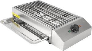 Griglia elettrica, potenza di 2,6 kW, superficie antiaderente, termostato regolabile, realizzata in acciaio inossidabile, adatta per 5-10 persone