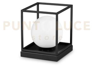 Lingotto lampada da tavolo 1 luce attacco e14 nero sfera bianca