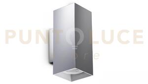 Look square applique a parete 2 luci attacco gu10 cromo 15cm l.6cm 