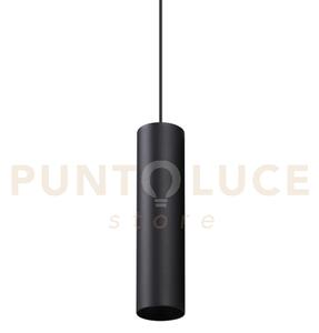 Look round sospensione 1 luce attacco gu10 nero d.6x25cm