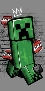 Asciugamano per bambini verde/grigio in cotone 70x140 cm Minecraft "Metro Art Creeper" – Jerry Fabrics