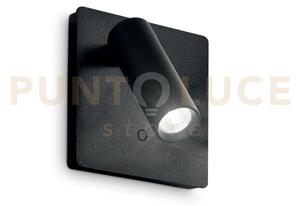 Lite applique a parete nero led 3000k 3w 200 lm con interruttore
