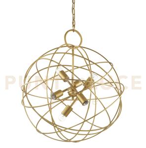 Konse lampadario a sospensione 6 luci attacco e27 in metallo oro