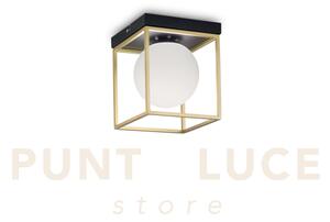 Lingotto lampadario da soffitto nero-ottone sfera bianca 1 luce att