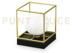 Lingotto lampada da tavolo 1 luce attacco g9 ottone-nero sfera bian