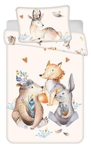 Set copripiumino e federa da bambini beige in cotone per culla 100x135 cm Animals "Woodland" – Jerry Fabrics