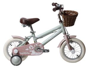 Bicicletta per Bambine Antonella 12 Pollici con Stabilizzatori e Cestino Verde e Rosa Verde e Rosa