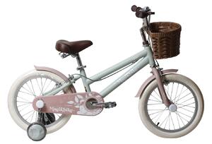 Bicicletta per Bambine Antonella 16 Pollici con Stabilizzatori e Cestino Verde e Rosa Verde e Rosa