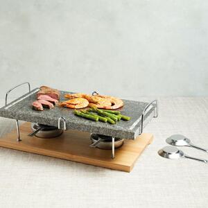 Artesà, griglia per pietre calde, griglia da tavolo gourmet, ideale per carne, pesce e verdure, dimensioni 41,5 x 22 x 15 cm - Marmo/legno