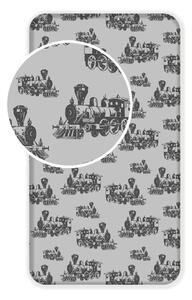 Lenzuolo con angoli per bambini grigio in cotone 90x200 cm Train – Jerry Fabrics