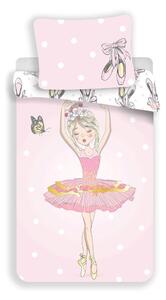 Set copripiumino e federa da bambini rosa in cotone per letto singolo 140x200 cm Ballerina – Jerry Fabrics