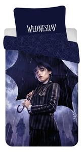 Set copripiumino e federa da bambini blu scuro in cotone per letto singolo 140x200 cm Wednesday "Rain" – Jerry Fabrics