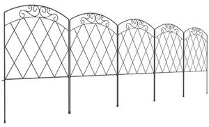 Outsunny Lot de 5 recinzioni da giardino decorative, bordure in metallo nero con ornamenti per aiuola fiorita - 305 x 80 cm nero