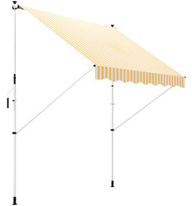 Outsunny Tenda avvolgibile da Sole per Esterno con Manovella, Struttura in Metallo e Pali di Supporto, 300x150cm, Giallo e Bianco | Aosom Italy