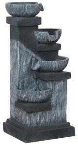 Outsunny Fontana da Giardino a Cascata a 4 livelli con luci LED, resina, 38 x 36 x 85 cm, grigio | Aosom Italy