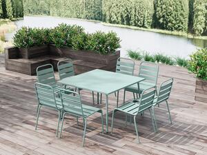 Sala da pranzo da giardino un tavolo L.120cm e 8 poltrone imp. in Metallo Verde acqua - MIRMANDE di MYLIA