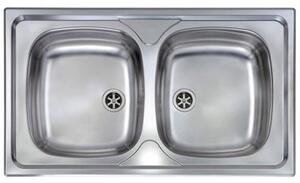 Lavello incasso inox 2 vasche cm 86x50 con sifone e piletta ATLANTIC