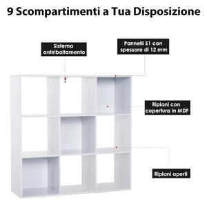 Libreria Moderna 6 Somparti In Mdf 91x29,5x91 Cm Bianco