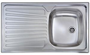 Lavello incasso inox piano sx 1 vasca dx cm 86x50 con sifone e piletta ATLANTIC