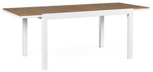 ELLY - Tavolo giardino rettangolare allungabile in alluminio con doghe in polywood Teak L 140/200 cm Bianco