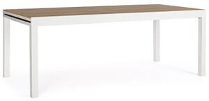 ELIAS - Tavolo giardino rettangolare allungabile in alluminio con doghe in polywood Teak L 200/300 cm Bianco