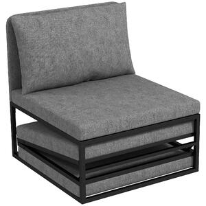 HOMCOM Poltrona Letto con Cuscino e Copertura Protettiva, in Tessuto Effetto Lino e Metallo, 66x70x74 cm, Grigio | Aosom Italy