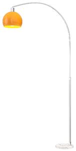 HOMCOM Lampada da Terra ad Arco con Interruttore a Pedale, in Marmo, Metallo e Plastica, 26x90x180 cm, Bianco e Arancione | Aosom Italy