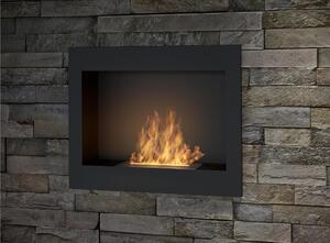 Biocamino da Parete Frame 600 Bruciatore Line da 450 mm Dimensioni 60x20x49 cm peso 15 kg, Colore Nero