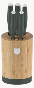 Set coltelli da cucina con supporto in bambù Matte Green, set da 6