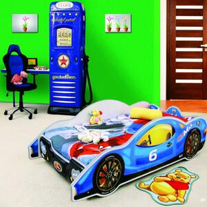 Lettino mini max con anticaduta a forma di auto in mdf per camerette bambini, colore blu