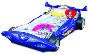 Lettino per bambini o bambine in mdf a forma di auto da f1, colore blu