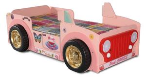 Lettino in mdf per bambina modello jeep pink