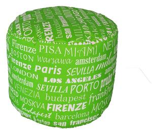 Pouf sacco cilindro tondo impermeabile per interno ed esterno anche in stoffa city, colore stoffa city verde