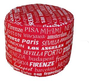 Pouf sacco cilindro tondo impermeabile per interno ed esterno anche in stoffa city, colore stoffa city rosso