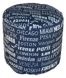 Pouf sacco cilindro tondo impermeabile per interno ed esterno anche in stoffa city, colore stoffa city blue