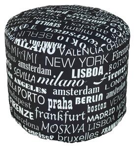 Pouf sacco cilindro tondo impermeabile per interno ed esterno anche in stoffa city, colore stoffa city nero