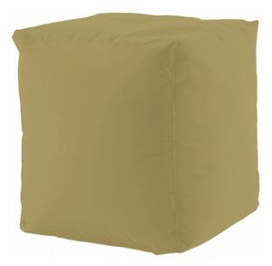 Pouf sacco cubo impermeabile per esterni con stoffa città del mondo, colore beige