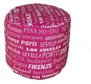 Pouf sacco cilindro tondo impermeabile per interno ed esterno anche in stoffa city, colore stoffa city fucsia