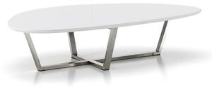 Tavolino drop con base in metallo e top in mdf laccato bianco