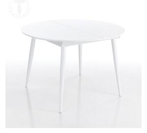 Tavolo rotondo allungabile astro round con struttura in metallo bianco lucido e piano in legno laccato bianco lucido