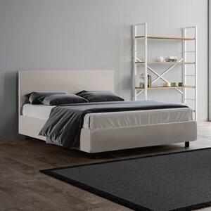 Letto matrimoniale adele con o senza contenitore con rete a doghe inclusa rivestito in similpelle disponibile in due colori, colore bianco, struttura senza contenitore, misura rete rete per materasso da 160x190