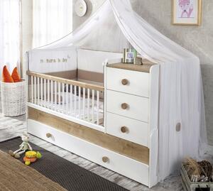 Lettino trasformabile 4 pz. babynatura con cassetto letto, aggiungi optional con zanzariera